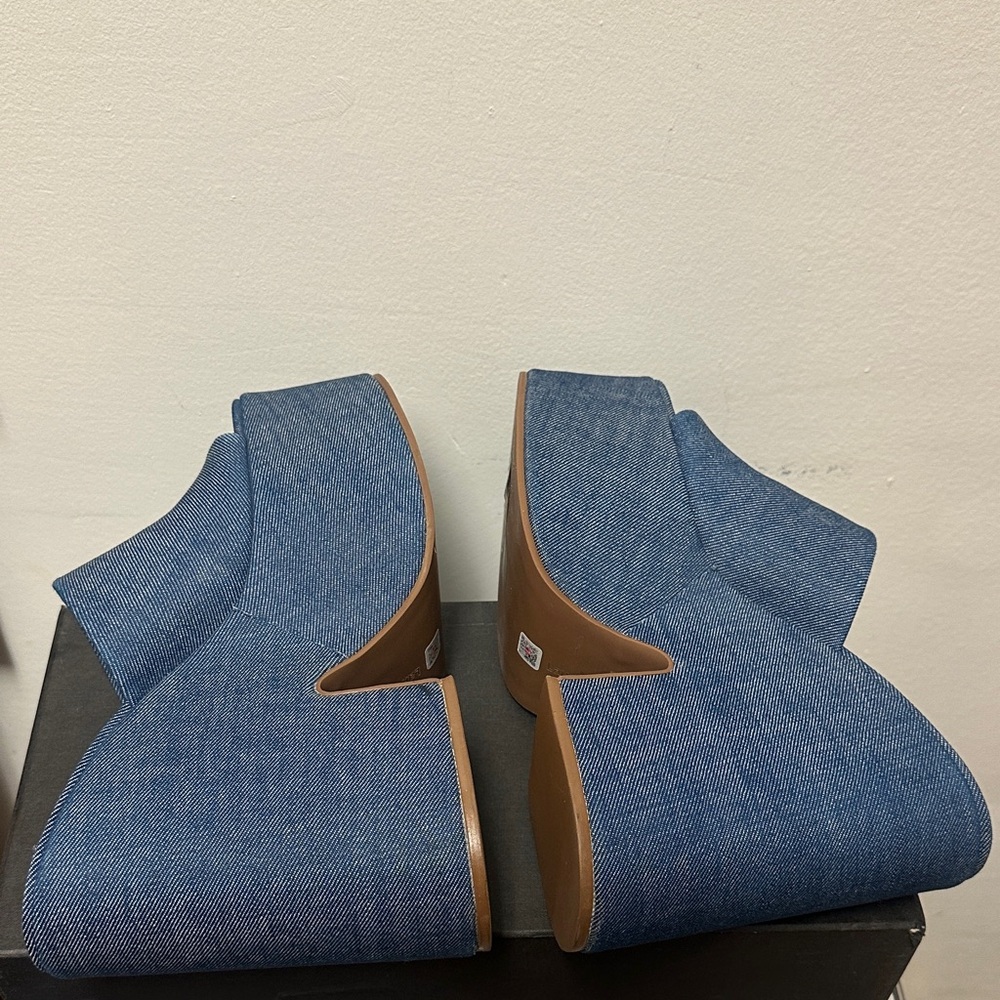 LARROUDE Women's Wanda Slip On
Platform Denim Slides In Blue Platform Sandals - Picture 12 of 16